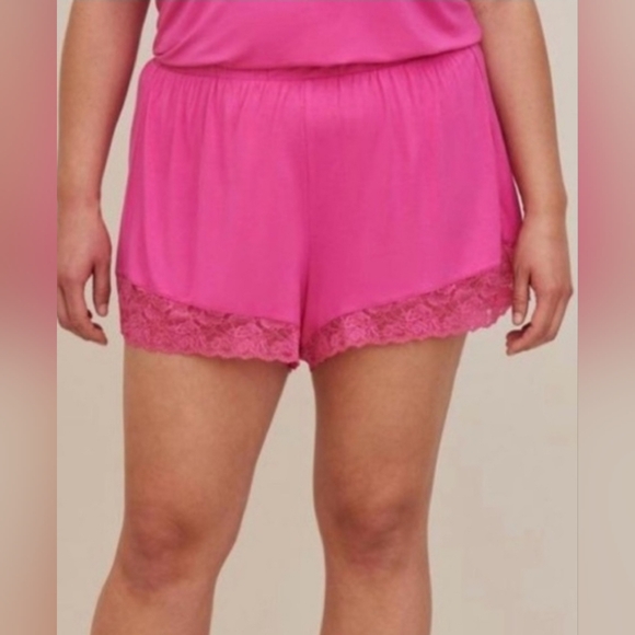 torrid Other - Torrid Hot Pink Super Soft Lace Trim Sleep Shorts High Waisted Pj Short 0X